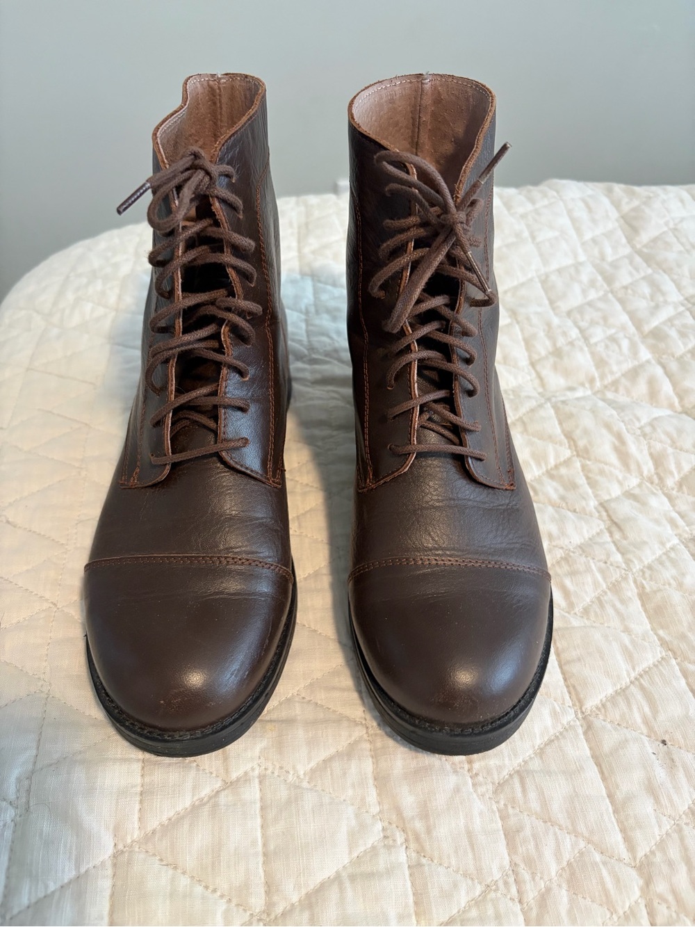 Women's Brown Lace-Up Leather Ankle Boots